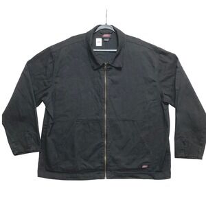 Dickies Eisenhower Jacket Mens 2XLR Black Full Zip Cotton Canvas A89J8BLK